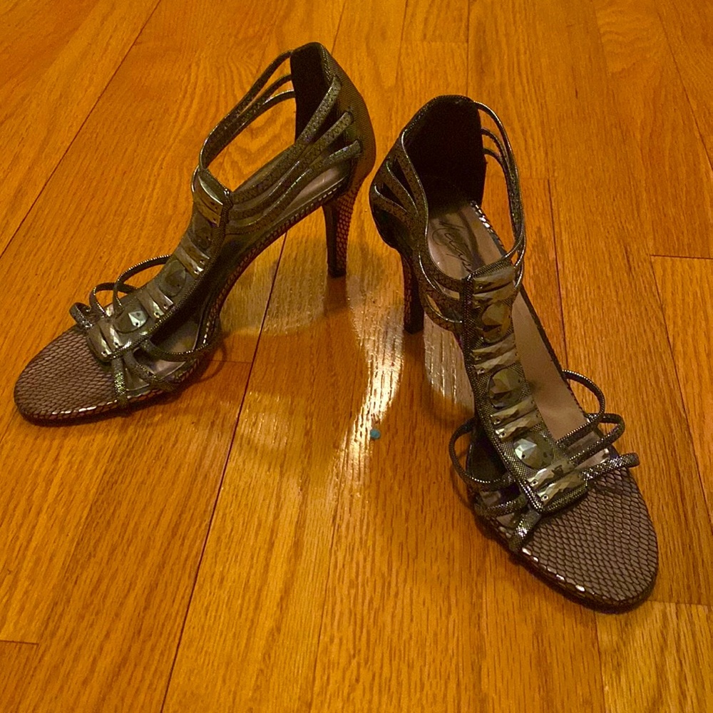 Silver and black heels by Metaphor